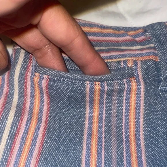 MADEWELL Emmett Shorts in Rainbow Stripe Size 24 soft denim High waisted. - Picture 6 of 15